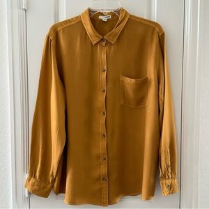 Sonoma Womens Mustard Button-Up Long Sleeve Shirt - XL